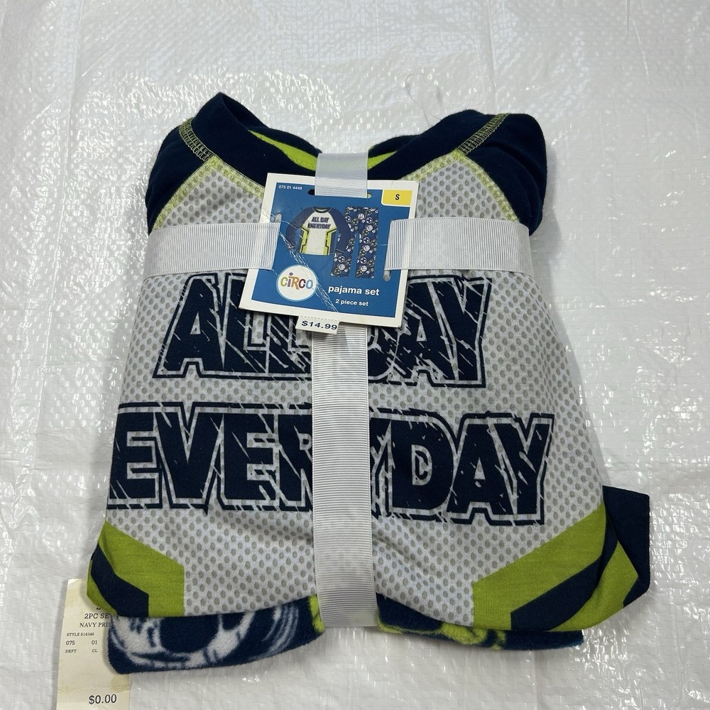 Circo Boys 2-Piece Pajama Set Size Small (6/6X) Soccer Balls Navy Green